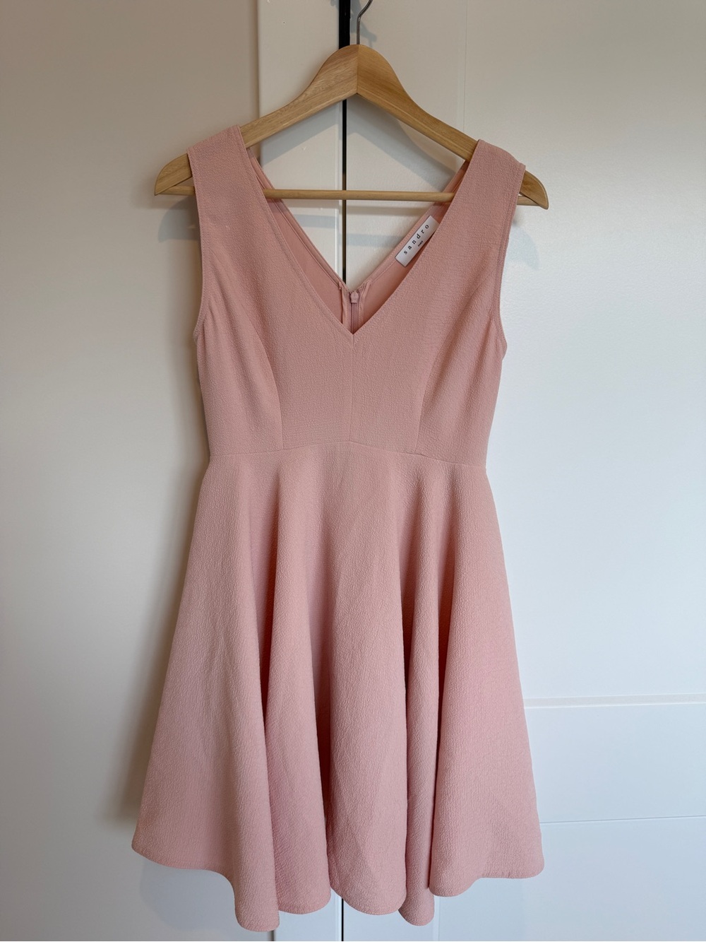 Sandro Blush Pink V-Neck Sleeveless Mini Dress